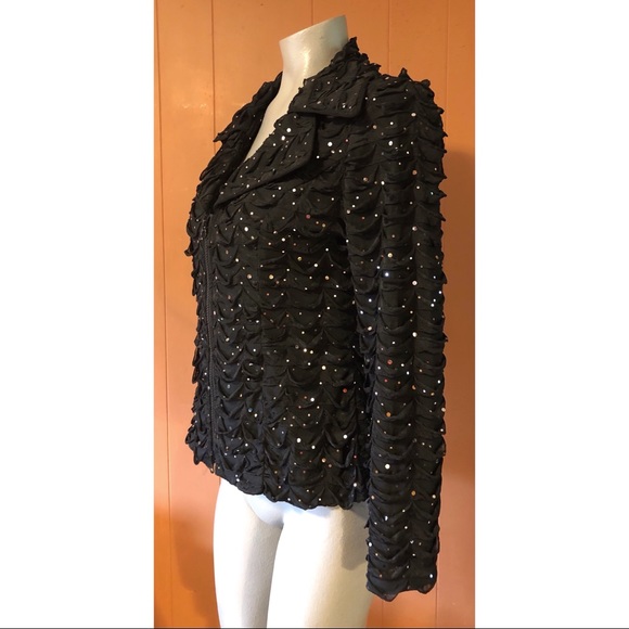 Clara SunWoo Black Zip Up Jacket Silver Dots S - Picture 3 of 8